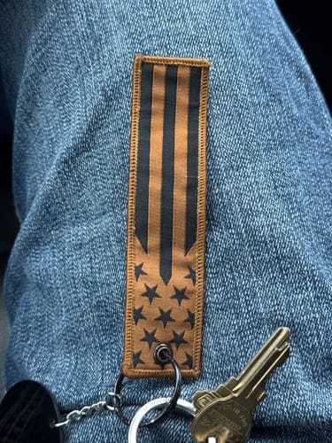 Customer photo review of Tan Flag Keytag