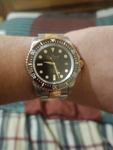 Customer photo review of Oceaneva Men's Deep Marine Explorer II 1250M Pro Diver Watch Brown Yellow Gold