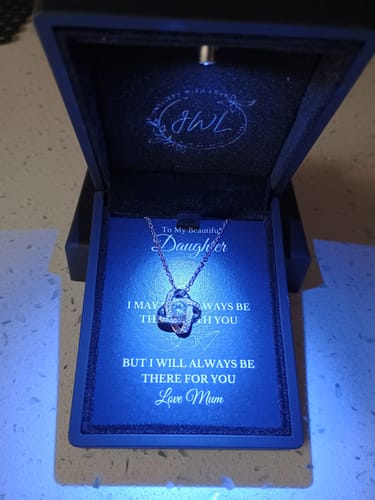 Customer photo review of To My Daughter 'Always There' Love Knot Necklace - From Mum or Dad DT59