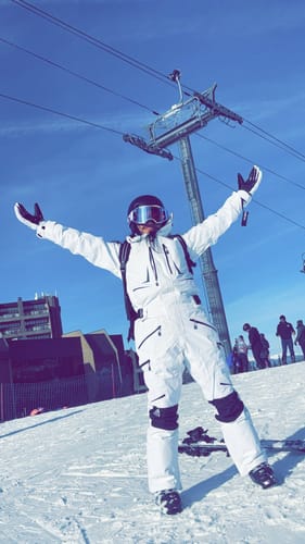 Customer photo review of Women Outdoor Hooded Ski Suits Winter One Piece Snowsuits Jumpsuits