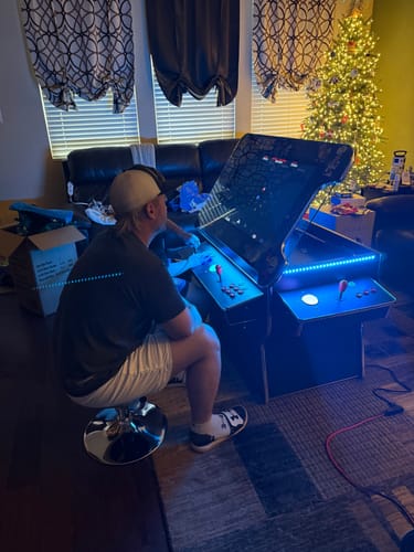 Customer photo review of Cocktail Arcade Machine 4600 Games 32 inch screen Tilt Up Black Multi Cade