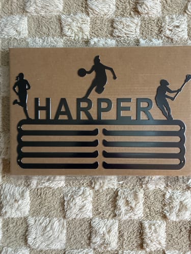 Customer photo review of Customized Medal Display Hanger