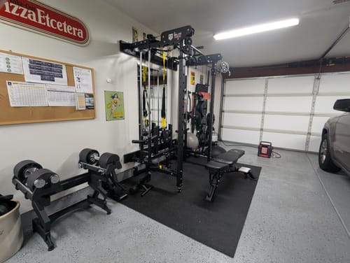 Customer photo review of Major Fitness F35 All-In-One Home Gym Wall-Mount Folding Power Rack