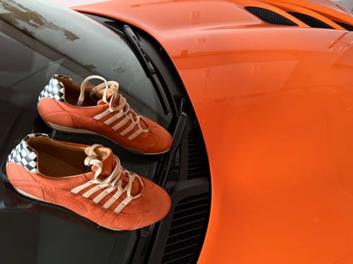 Customer photo review of Men's Racing Sneaker in Vintage Orange (Orange and Sand)