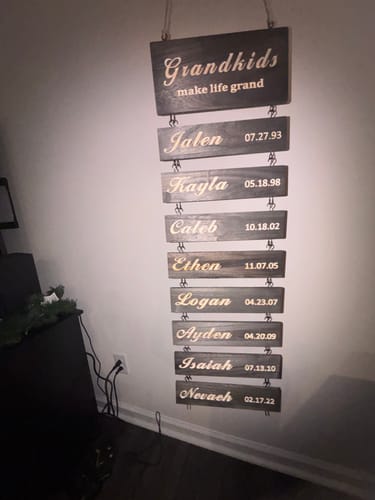 Customer photo review of Personalized Grandkids Hanging Sign (Engraved) Family Keepsake