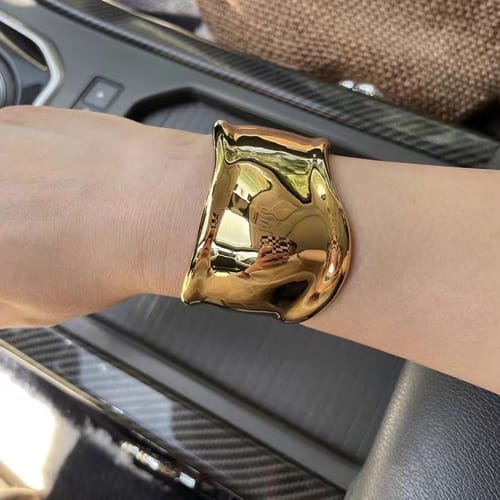 Customer photo review of TinyPresent Small Bone Cuff in Gold & Silver | Alloy Steel