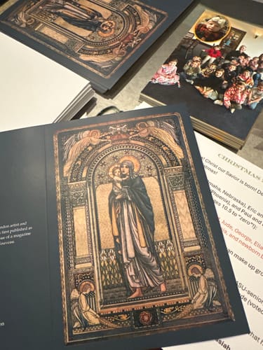 Customer photo review of Christmas Card / Greeting Card – Madonna and Child – 5x7" – With Envelope – 1 / 10 / 50 / 100 – by Enric Monserdà Vidal