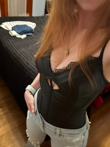 Customer photo review of Shapewear Faux Leather Hourglass Cutout Corset Bodysuit