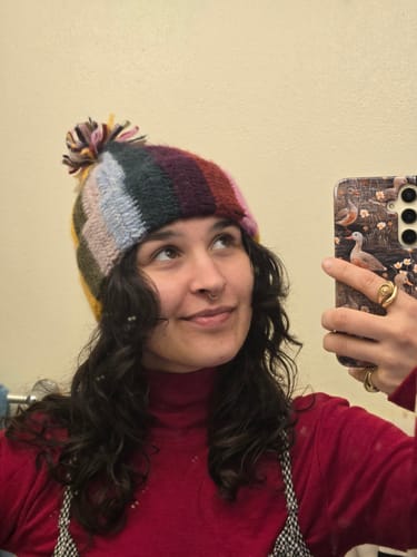 Customer photo review of Alpaca Beanie - Mom's Rainbow
