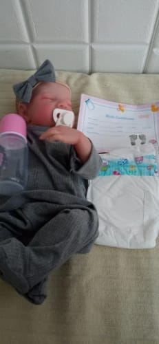 Customer photo review of NPK 49CM Levi Newborn Baby Doll Reborn Sleeping Soft Silicone Flexible 3D Skin Tone with Visible Veins Hand Paint Hair Doll