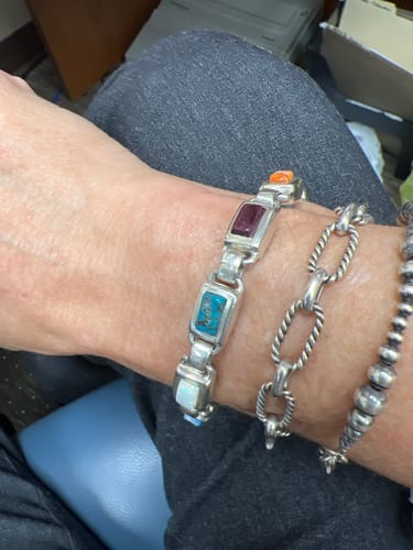 Customer photo review of Christine Wolf Sterling Silver Double Side Multi-Stone Link Bracelet For Women