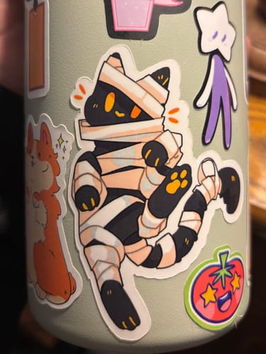 Customer photo review of Halloween Kittens Stickers!