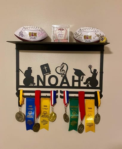 Customer photo review of Customized Medal Display Hanger