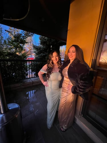 Customer photo review of Shapewear Off Shoulder Shine Ruched Sculpting Maxi Dress