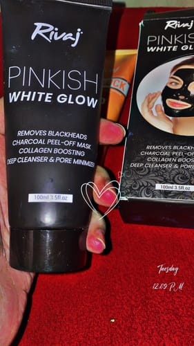 Customer photo review of Pinkish White Glow Charcoal Black Peel Off Mask 100ml