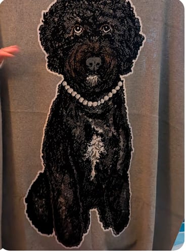 Customer photo review of Plain Dog - Custom Knitted Blanket