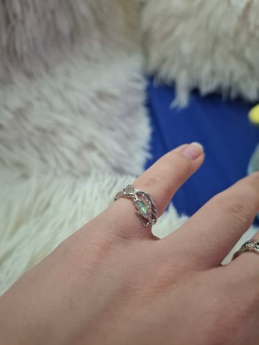 Customer photo review of "Loong" 925 Sterling Silver Adjustable Flowing Dragon Opal Open End Ring