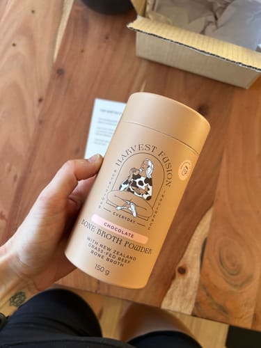 Customer photo review of Chocolate Bone Broth Powder