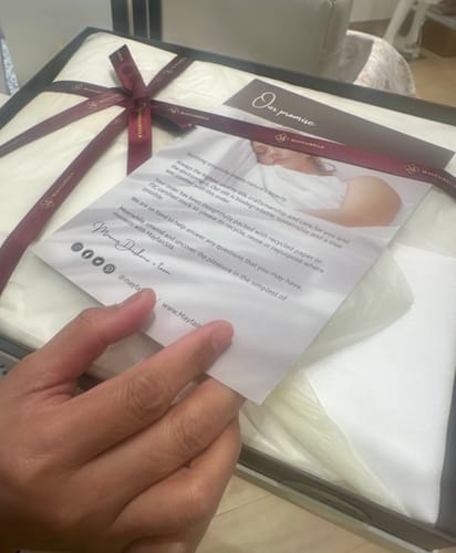 Customer photo review of Champagne Oxford Silk Duvet Set