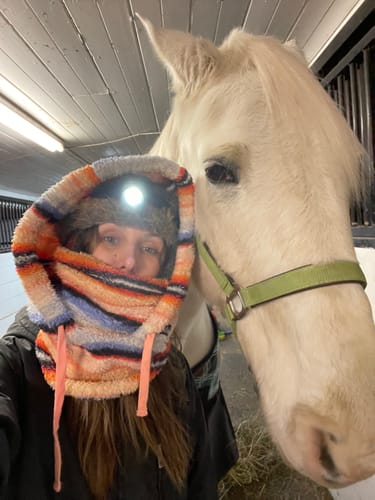 Customer photo review of Velvet Sherpa Hood