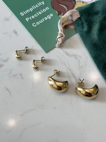Customer photo review of 10-31mm 18K Real Gold Plated Stainless Steel Vintage Chunky Water Drop Earrings For Women Statement Wedding Jewelry Gifts