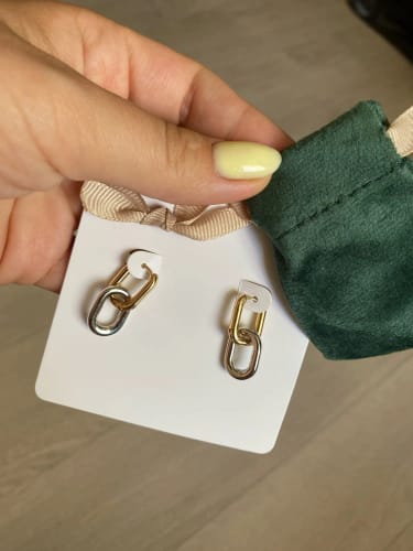 Customer photo review of Stainless Steel Fashion Gold Color Geometric Square Hoop Earrings for Women Huggie Punk Hip-Hop Metal Round Circle Party Jewelry