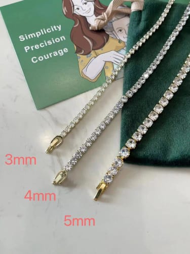 Customer photo review of 3/4/5mm Plated Gold Color Fashion Zirconia Tennis Bracelet for Women Men Crystal Designer Thin Hand Chain Wedding Jewelry