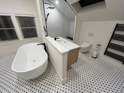 Customer photo review of Cape Breton 48" Wall Mount White Oak Bathroom Vanity