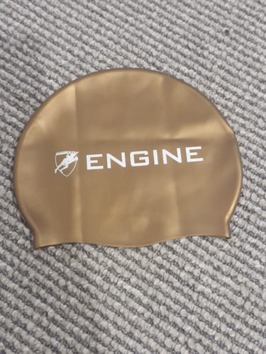 Customer photo review of Solid Silicone Swim Cap - Engine Logo