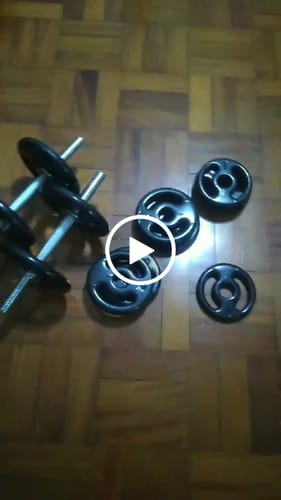 Customer video review of Kit Treino Com Par Halteres Barra 40cm + 20kg Anilhas Pintadas