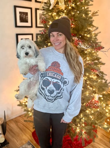 Customer photo review of Chicago Beanie Crewneck Sweatshirt