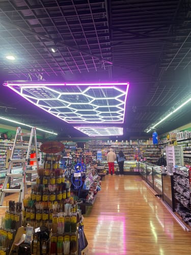 Customer photo review of Color Hexagon Garage Grid Light