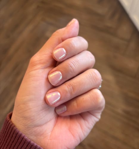 Customer photo review of D652 Halo White Chrome Dip Powder