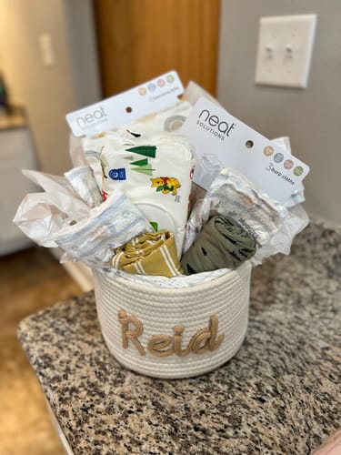 Customer photo review of Baby Knits™ Personalized Knitted Basket