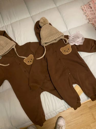 Customer photo review of Teddy Bear Patch Hoodie Jumpsuit
