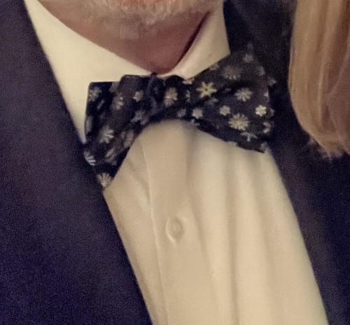 Customer photo review of Christmas Black White Snowflake Silk Self Tie Bow Tie Hanky Cufflinks Set