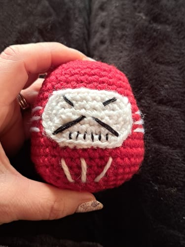 Customer photo review of Daruma Doll Crochet Pattern & Matching Card: "Encouragement"