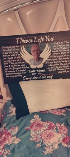Customer photo review of Personalized Canvas Prints, Custom Photo, Memorial Gifts, Sympathy Gifts, Angel Wings I Never Left You Love Dem Canvas
