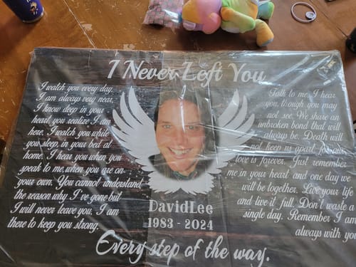 Customer photo review of Personalized Canvas Prints, Custom Photo, Memorial Gifts, Sympathy Gifts, Angel Wings I Never Left You Love Dem Canvas