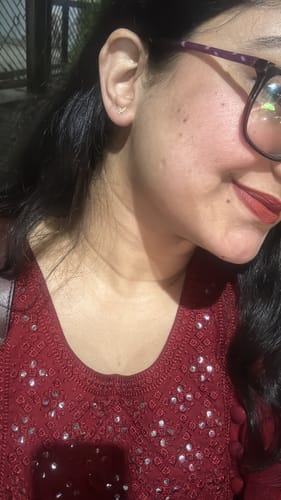 Customer photo review of Golden Butterfly Studded Affair Earrings