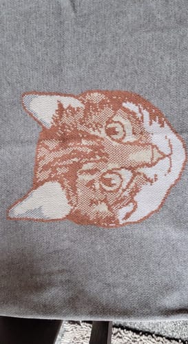 Customer photo review of Dog Face - Custom Knitted Pillow