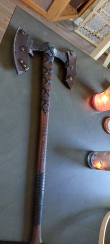 Customer photo review of Hand-forged Viking Double-Edged Axe "Havamal"