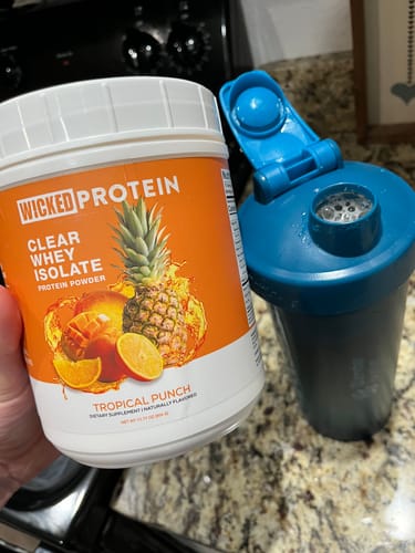 Customer photo review of WICKED Tropical Punch Clear Whey Isolate Protein Powder