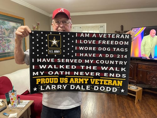 Customer photo review of Veteran door mat with your name - Pride