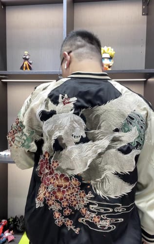 Customer photo review of Nine Tailed Fox Embroidery Baseball Jacket
