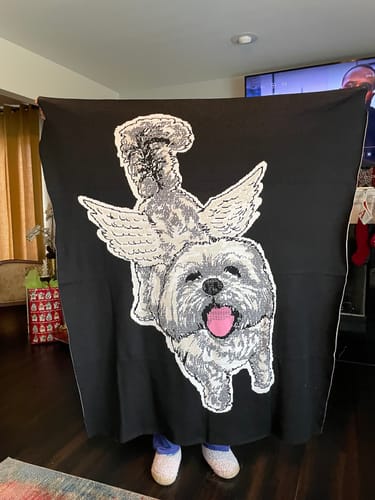 Customer photo review of Dog Face - Custom Knitted Pillow