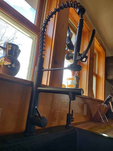 Customer photo review of Klempner Professional Pull Down Spray Dual Handle Swivel Spout Kitchen Faucet