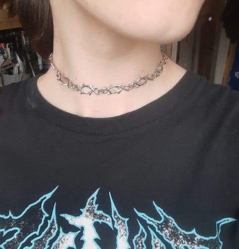 Customer photo review of Barbed Wire Necklace