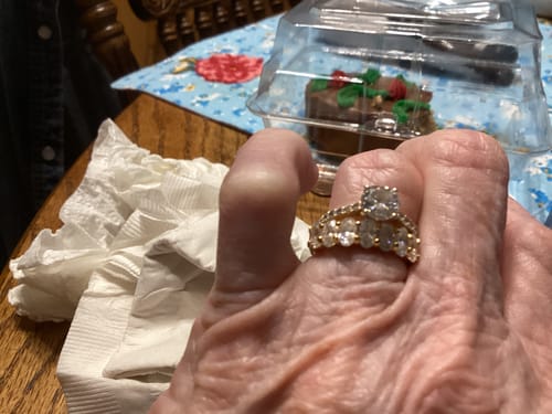 Customer photo review of Seven Stone Oval Cut Moissanite Half Eternity Wedding Band Ring