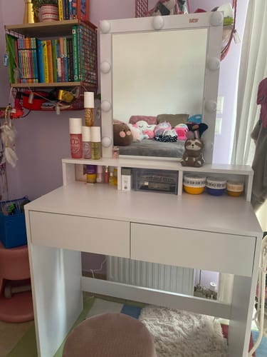 Customer photo review of Τραπέζι Μπουντουάρ Μακιγιάζ Μεικαπ Τουαλέτας Κρεβατοκάμαρας Καθρέφτης Λευκό με Φωτισμό LED Ρυθμιζόμενη Φωτεινότητα RD-T114W01